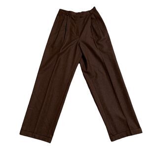 Valentino Studio Women's Vintage 100% Wool Pleated Trouser Pants Brown 46/12